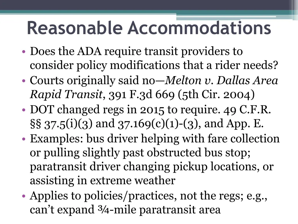 reasonable accommodations