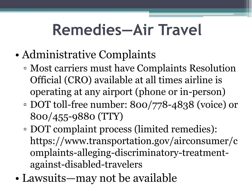 remedies air travel