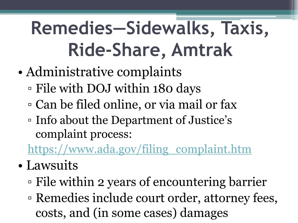 remedies sidewalks taxis ride share amtrak