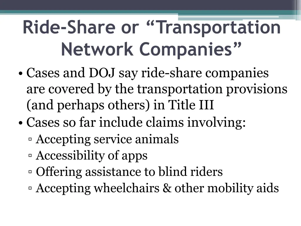 ride share or transportation network companies