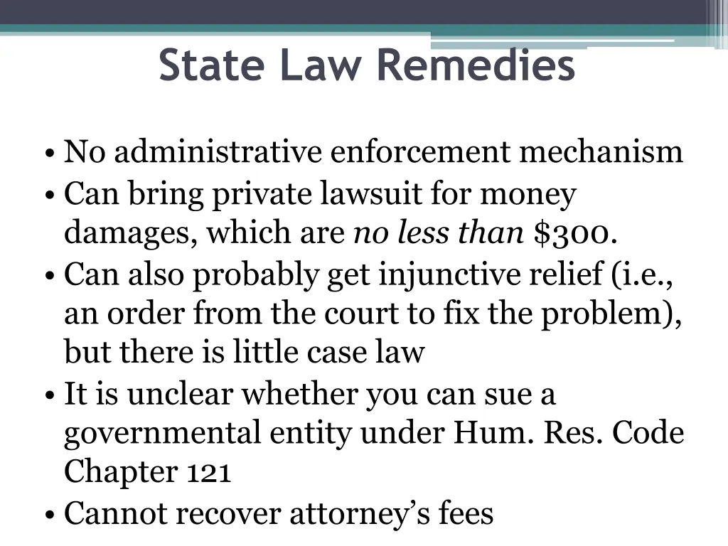 state law remedies