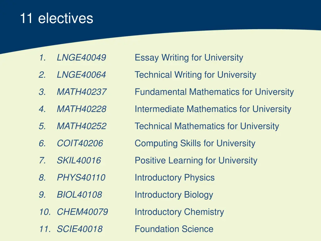 11 electives