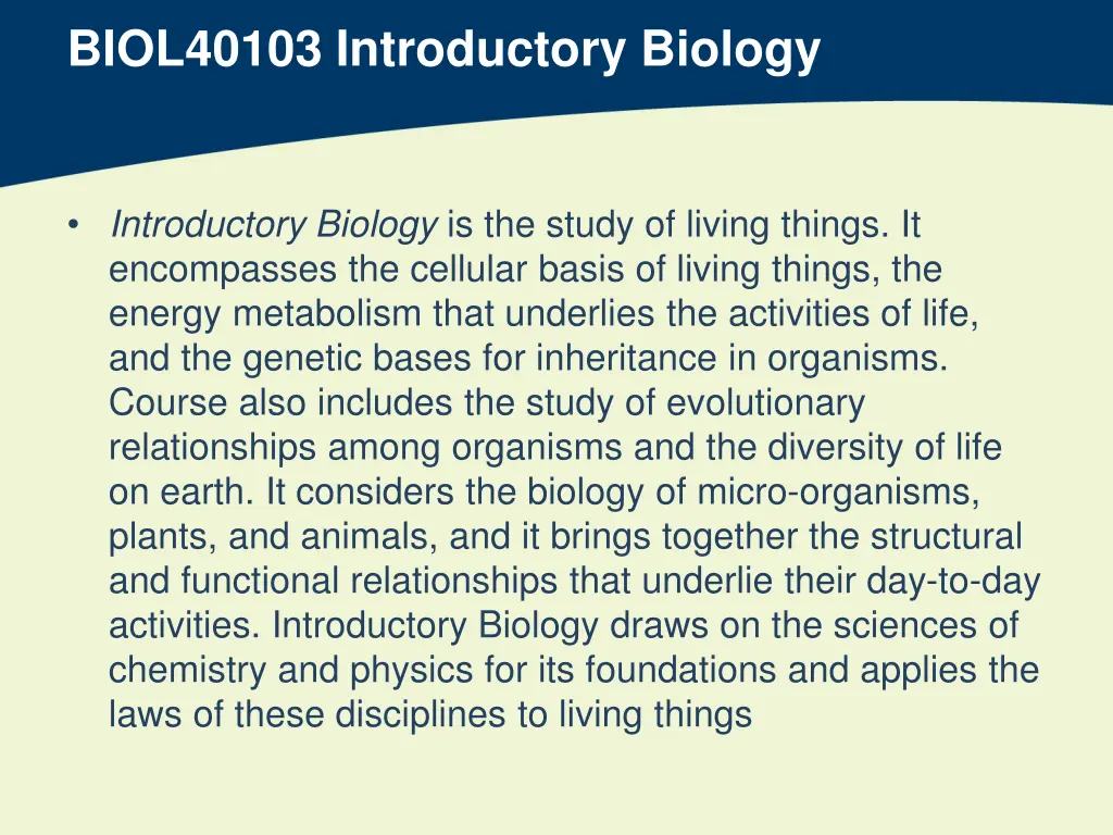 biol40103 introductory biology