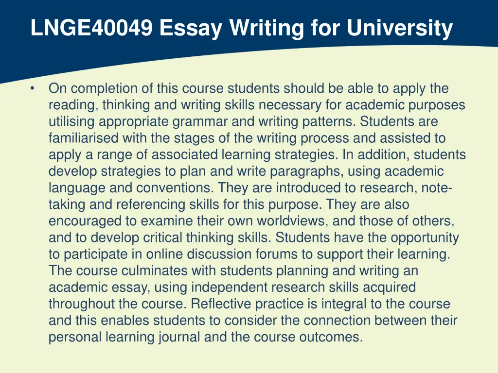 lnge40049 essay writing for university