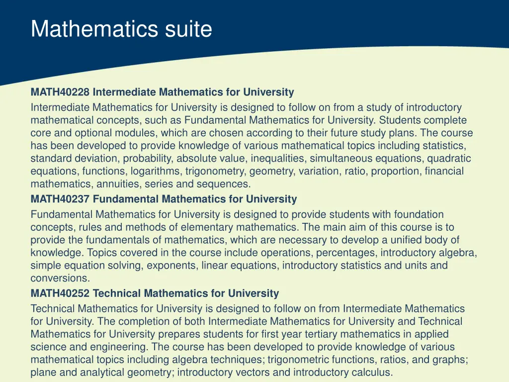 mathematics suite