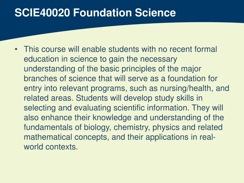 scie40020 foundation science