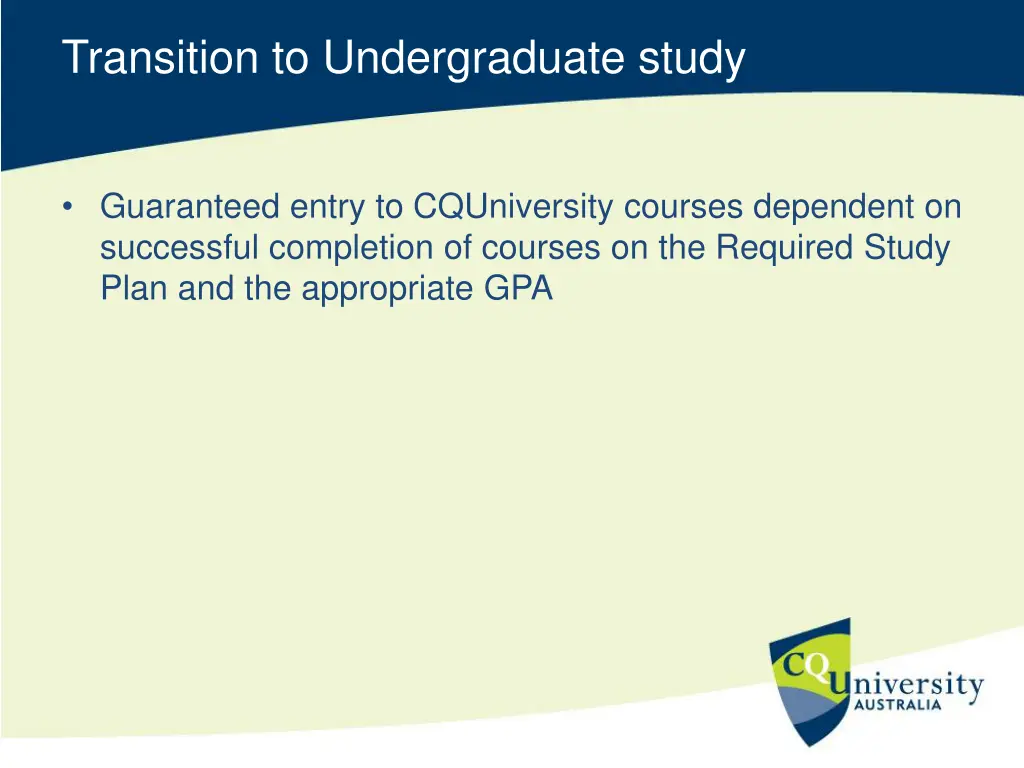 transition to undergraduate study