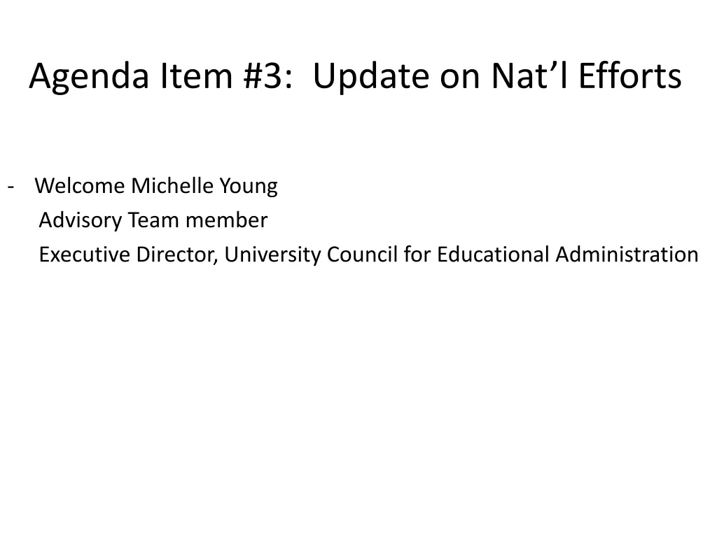 agenda item 3 update on nat l efforts