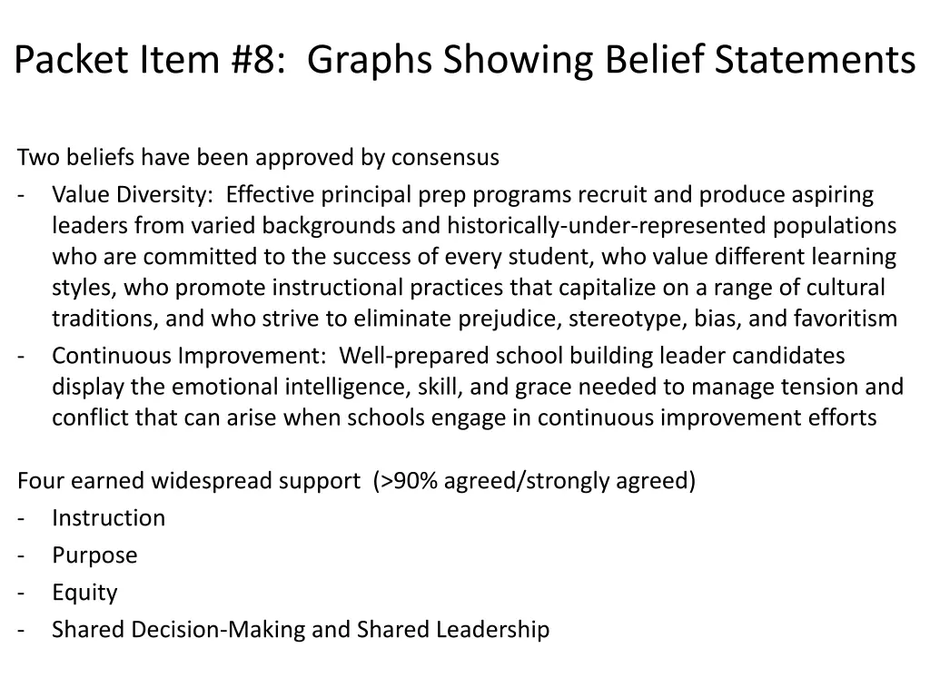 packet item 8 graphs showing belief statements