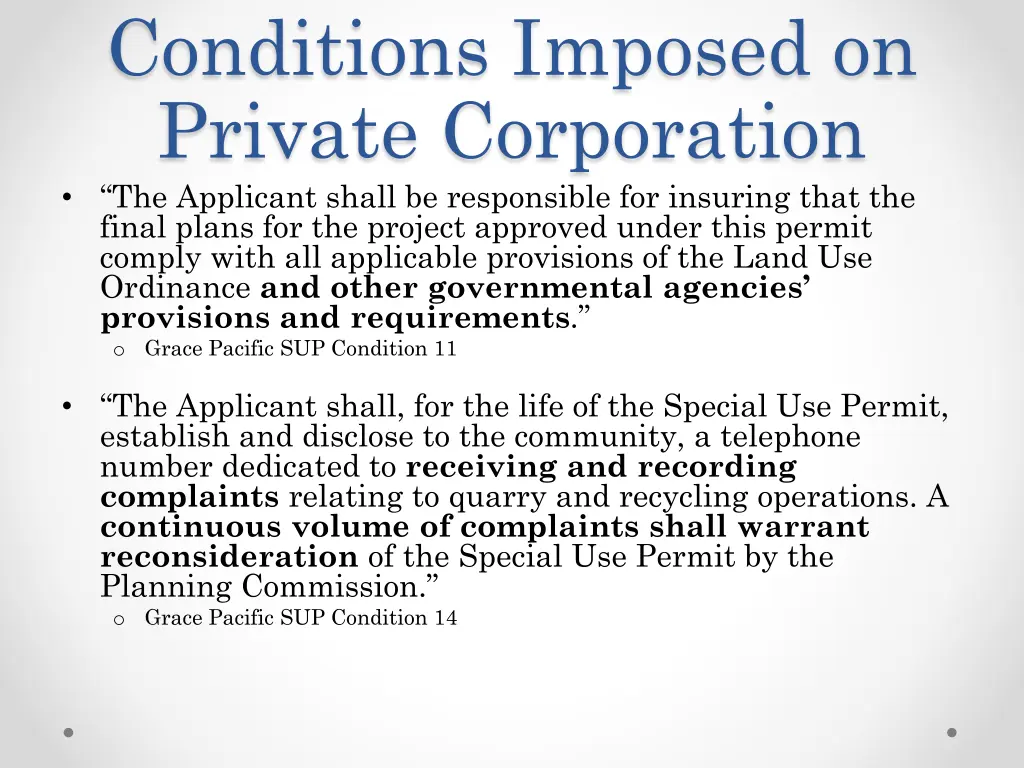 conditions imposed on private corporation 2