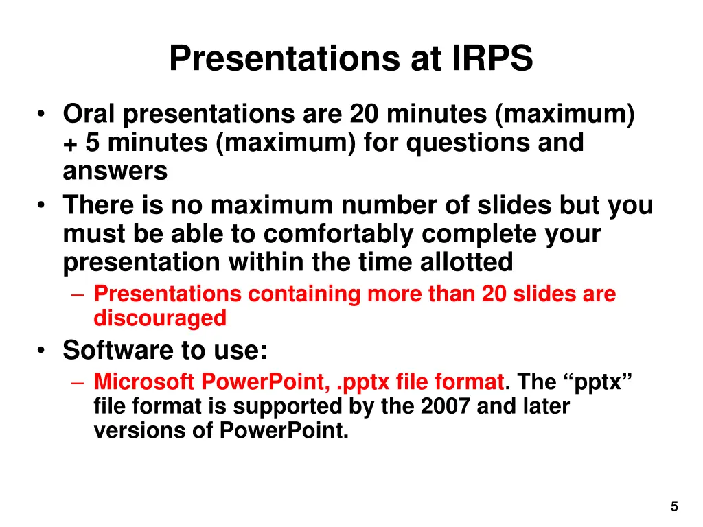 presentations at irps