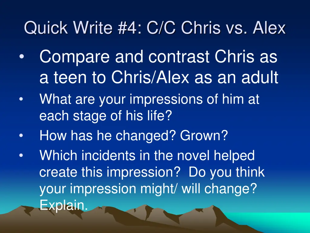 quick write 4 c c chris vs alex compare