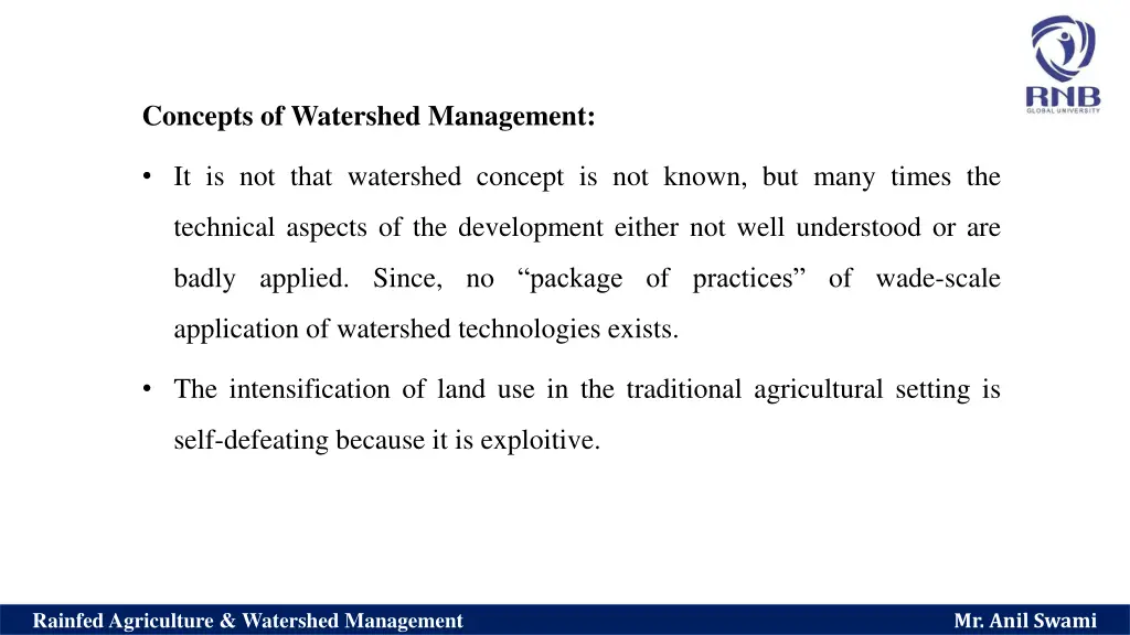 concepts of watershed management