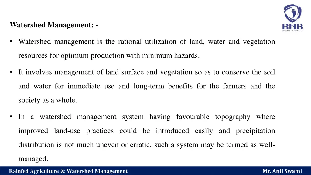 watershed management