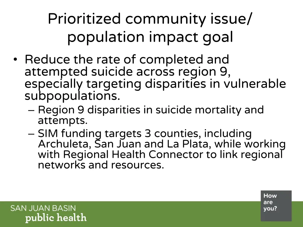 prioritized community issue population impact