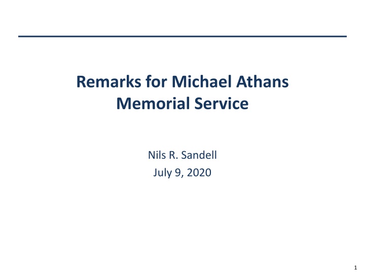 remarks for michael athans memorial service