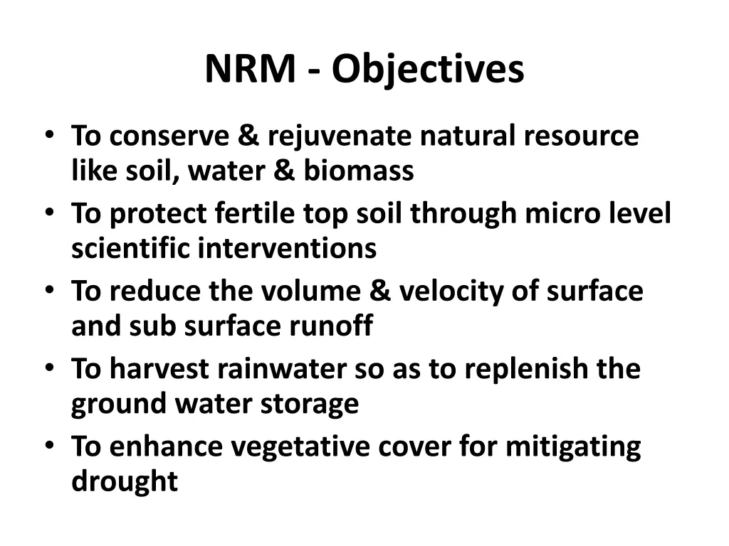 nrm objectives