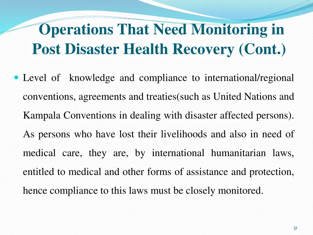 operations that need monitoring in post disaster 2