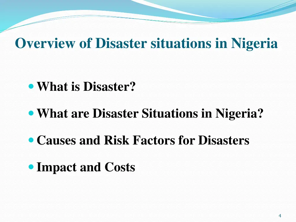 overview of disaster situations in nigeria