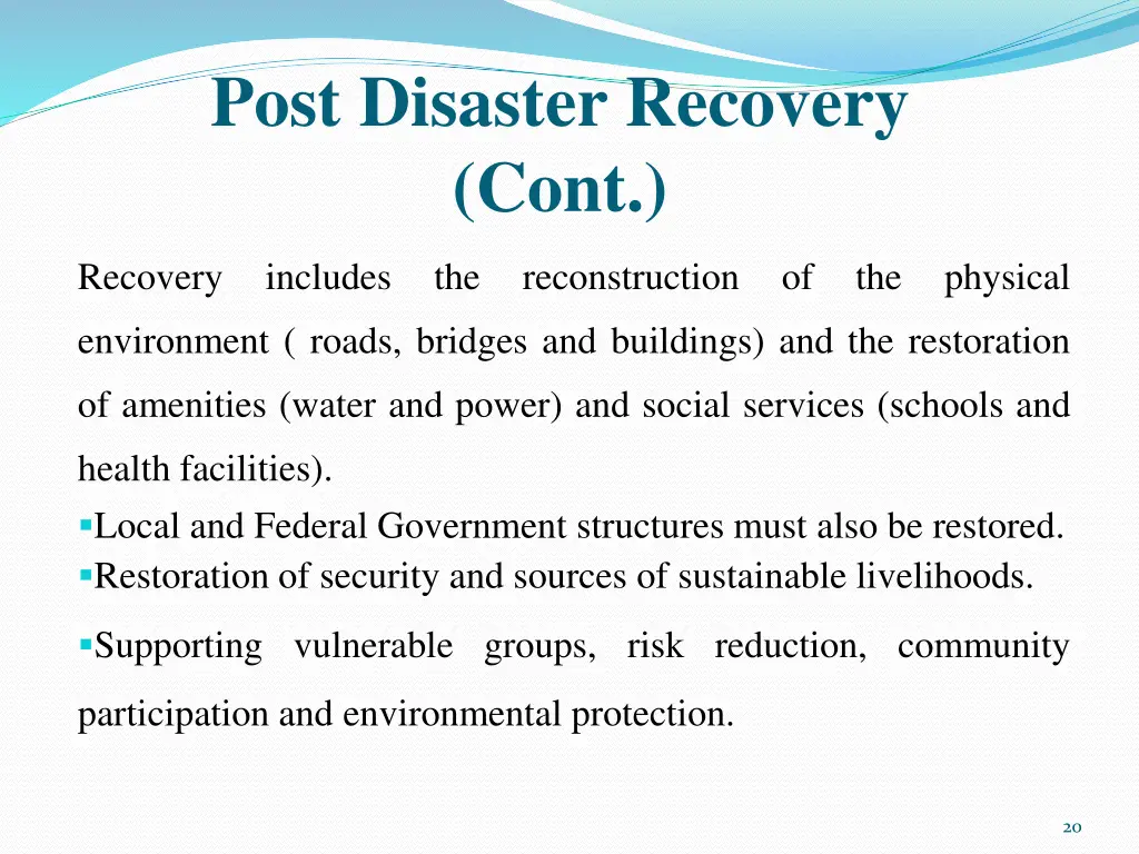 post disaster recovery cont