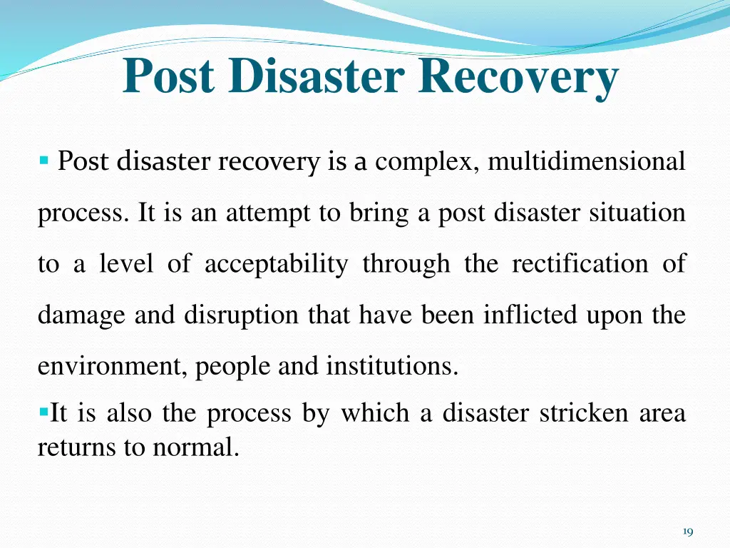 post disaster recovery