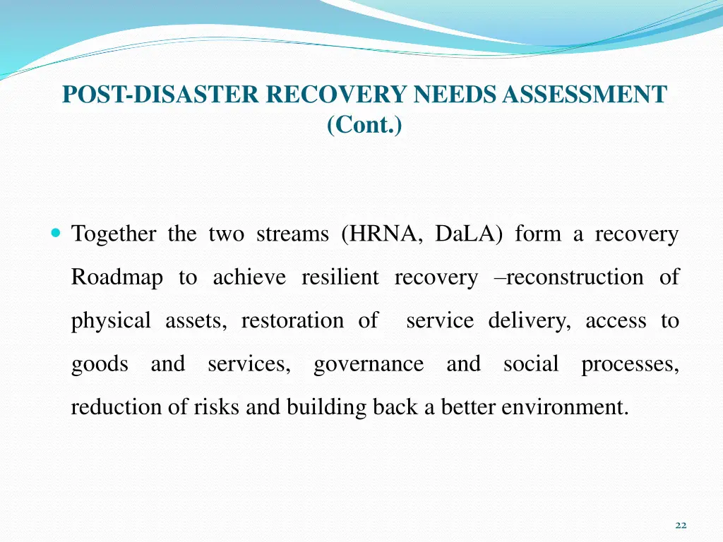 post disaster recovery needs assessment cont 1