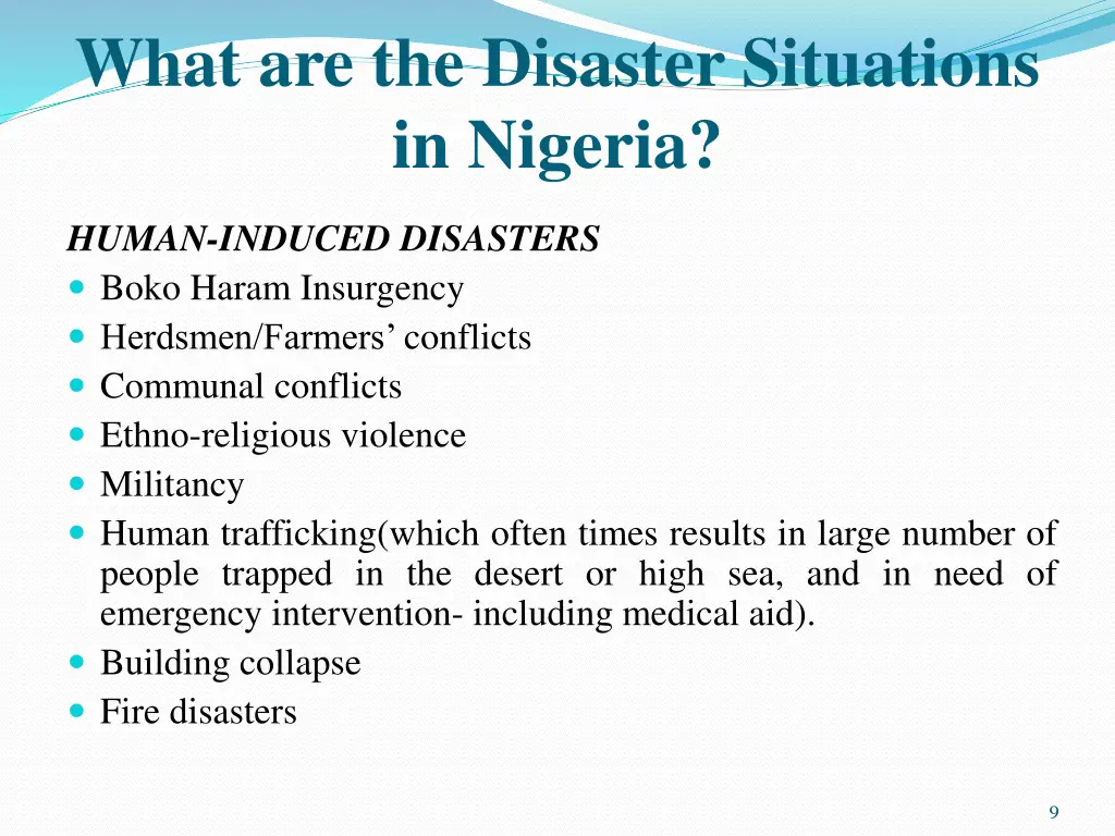 what are the disaster situations in nigeria