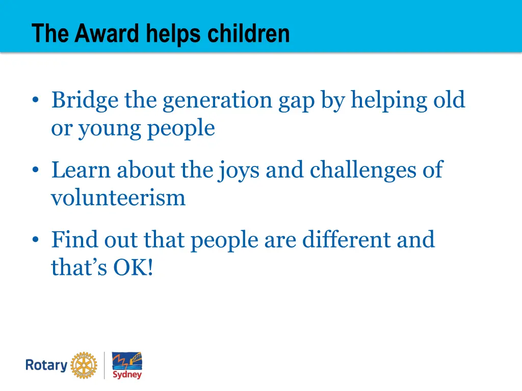 the award helps children