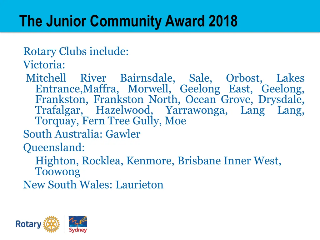 the junior community award 2018