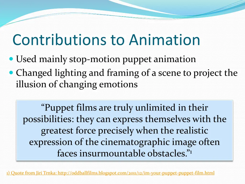 contributions to animation