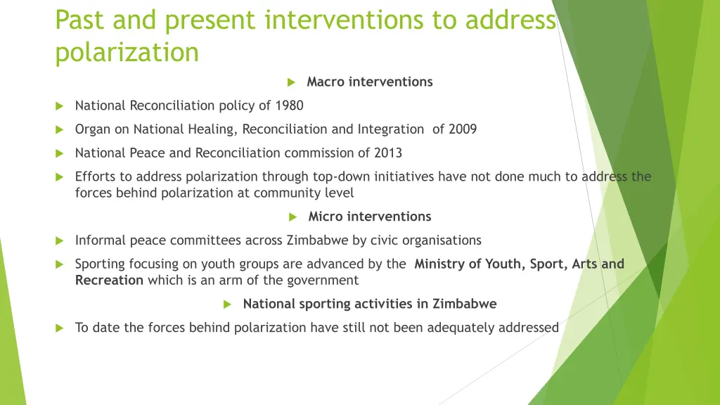 past and present interventions to address