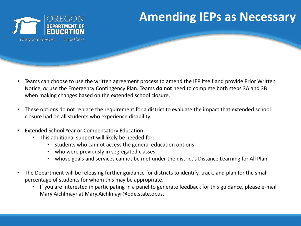 amending ieps as necessary