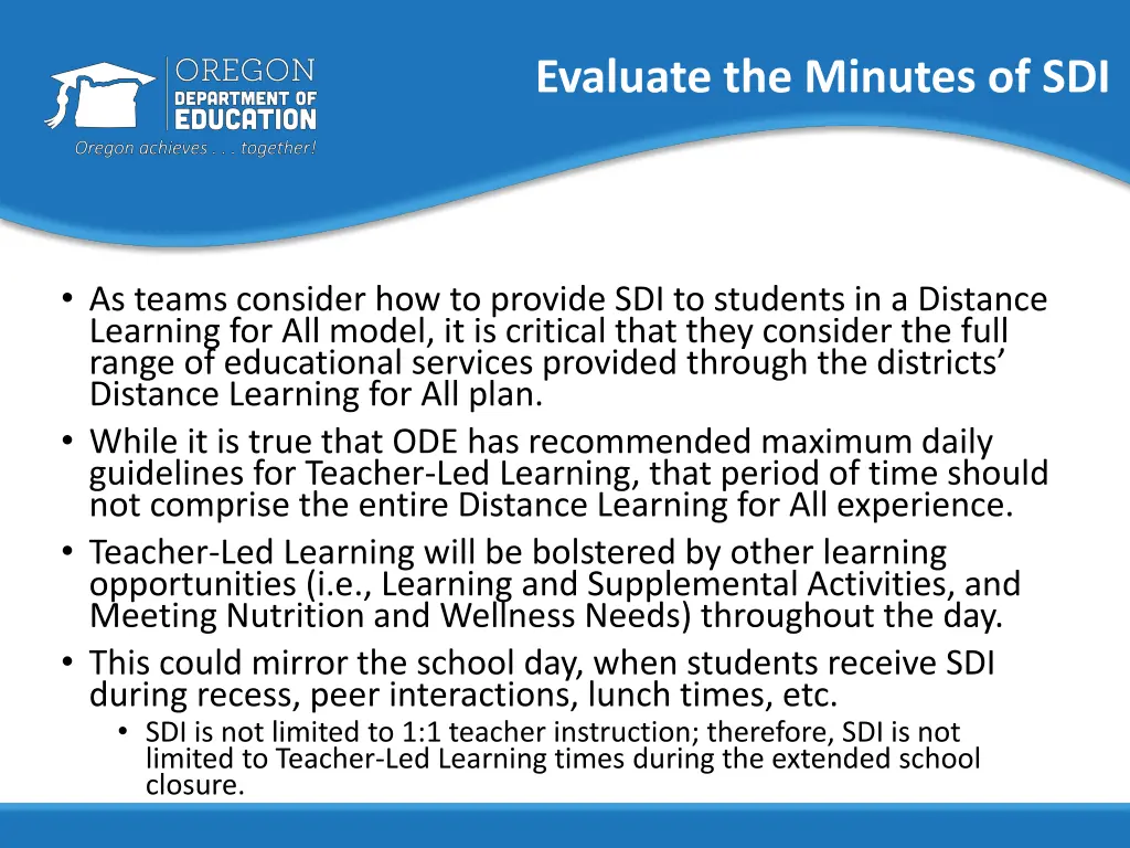 evaluate the minutes of sdi