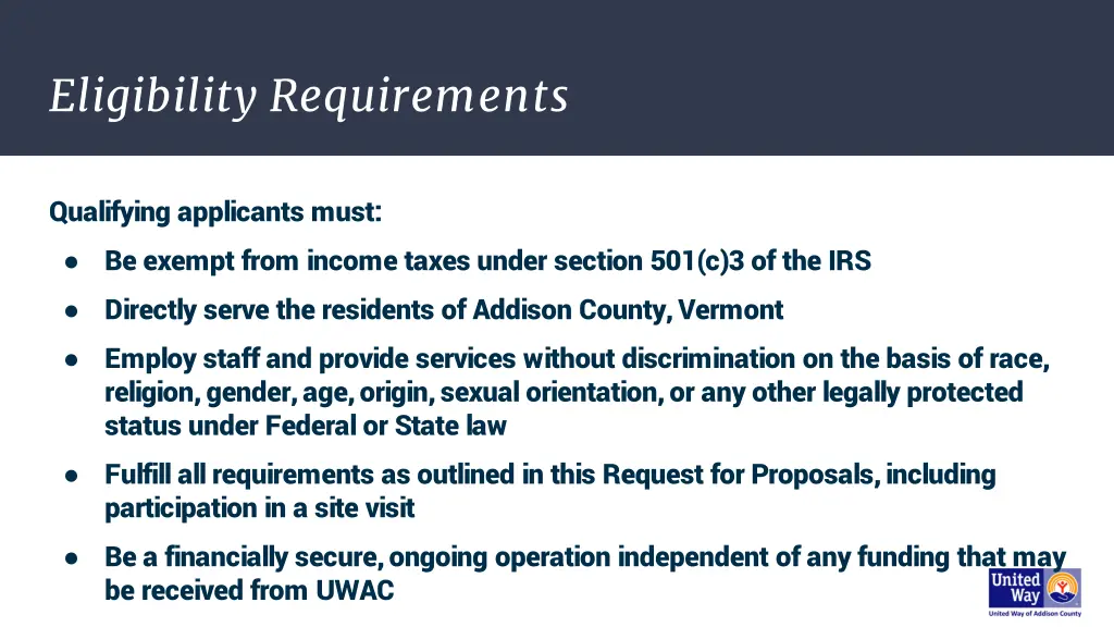 eligibility requirements