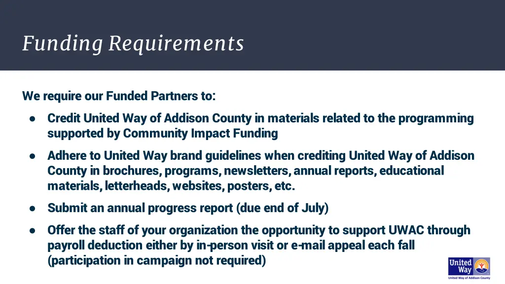 funding requirements