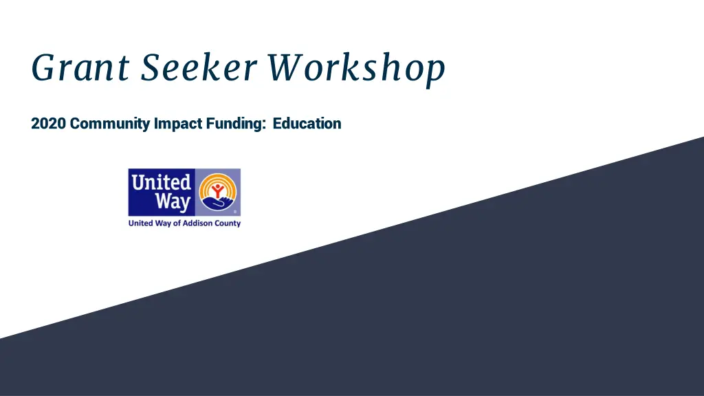 grant seeker workshop