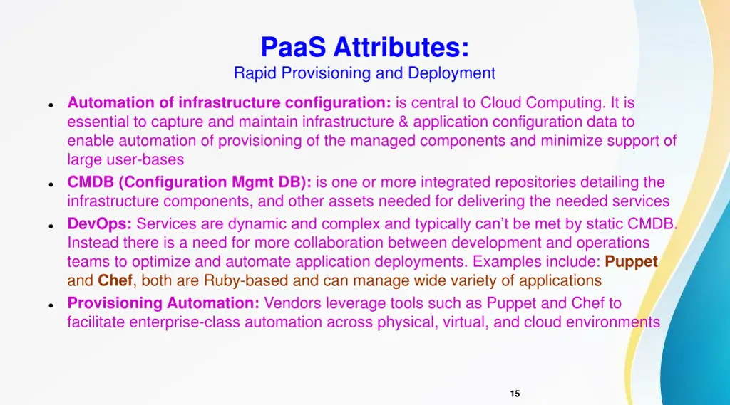 paas attributes rapid provisioning and deployment