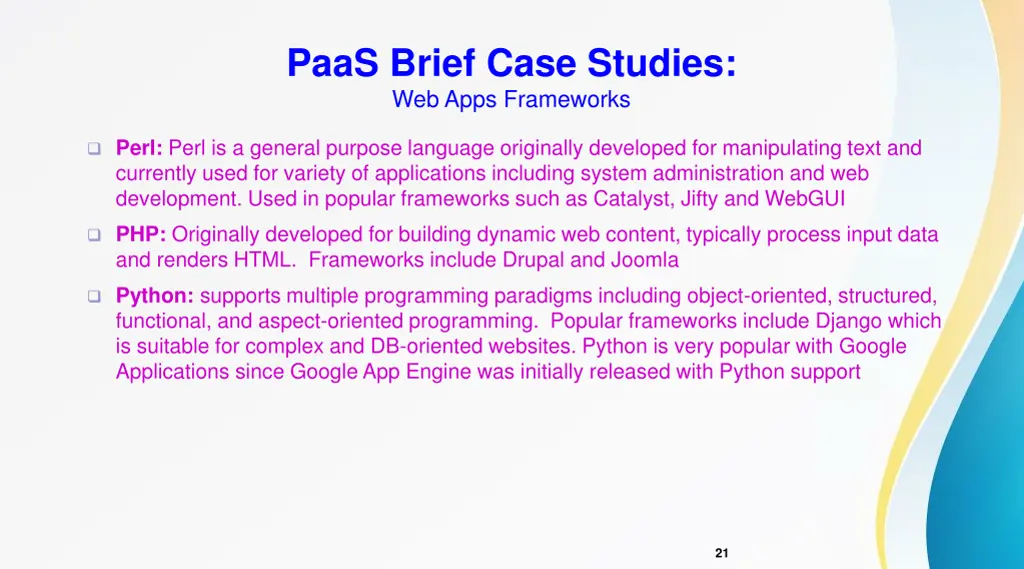 paas brief case studies web apps frameworks 2