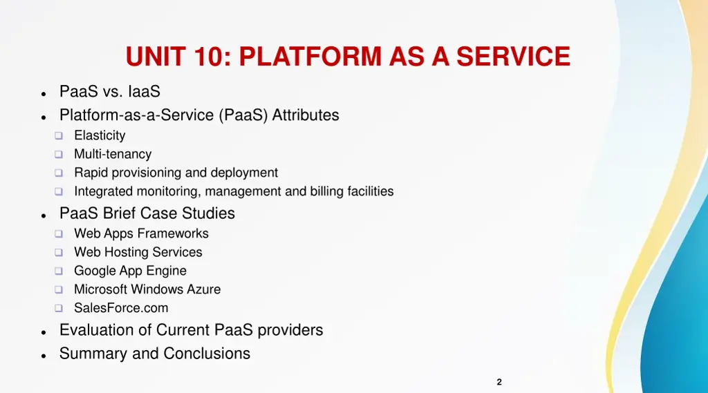 unit 10 platform as a service