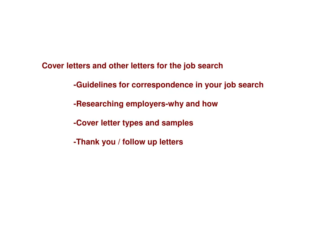 cover letters and other letters for the job search