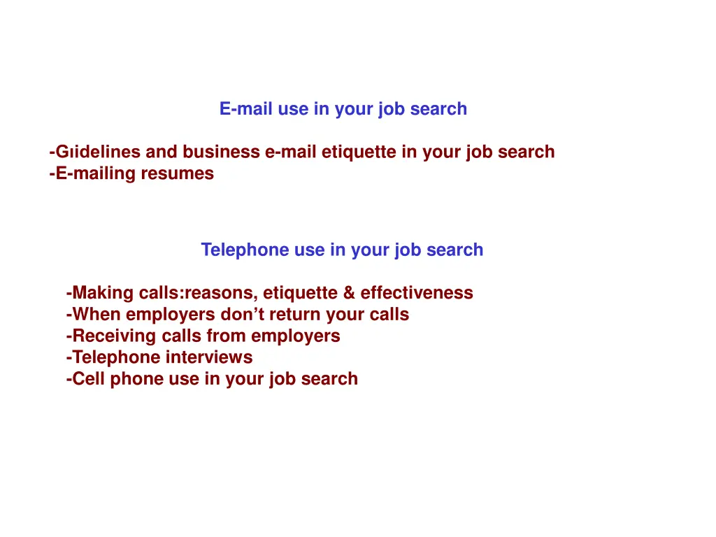 e mail use in your job search