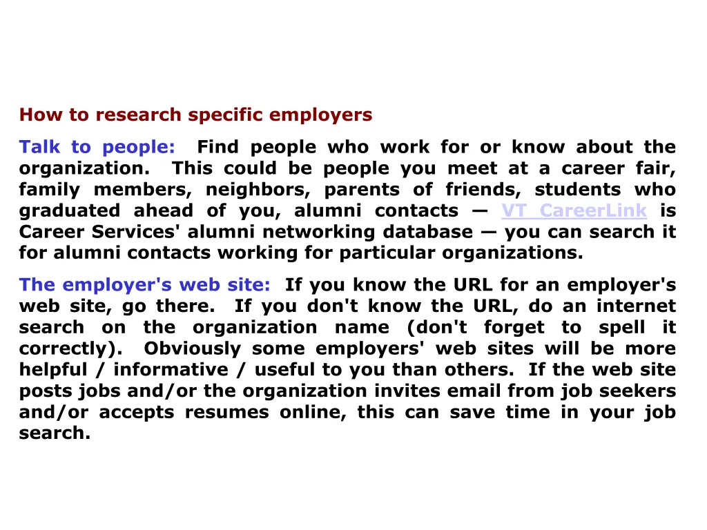 how to research specific employers