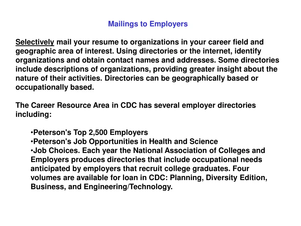 mailings to employers