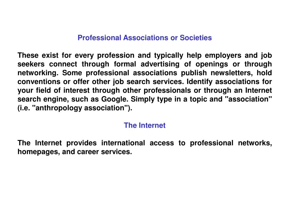 professional associations or societies