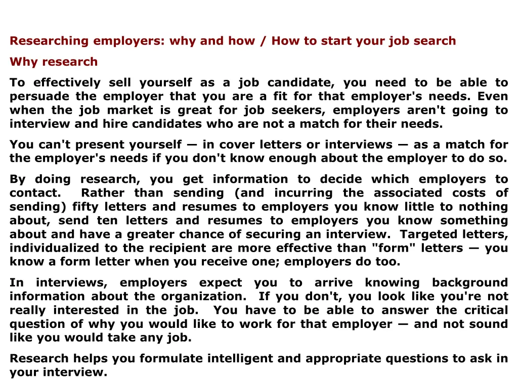 researching employers why and how how to start