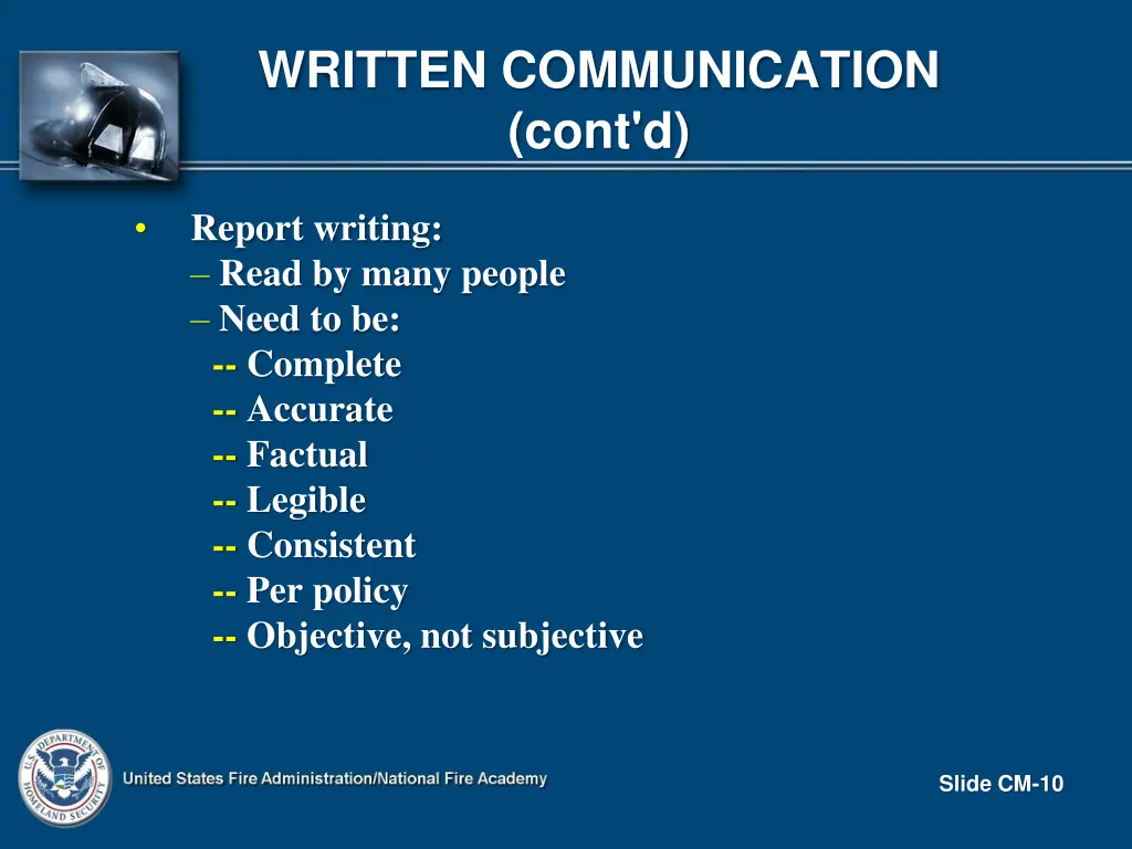 written communication cont d