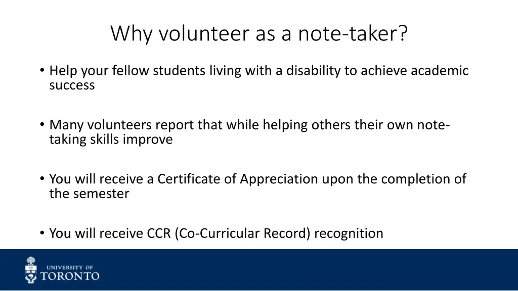 why volunteer as a note taker