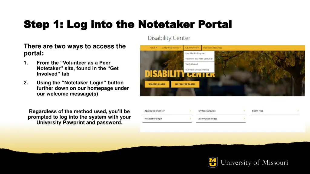 step 1 log into the notetaker portal step