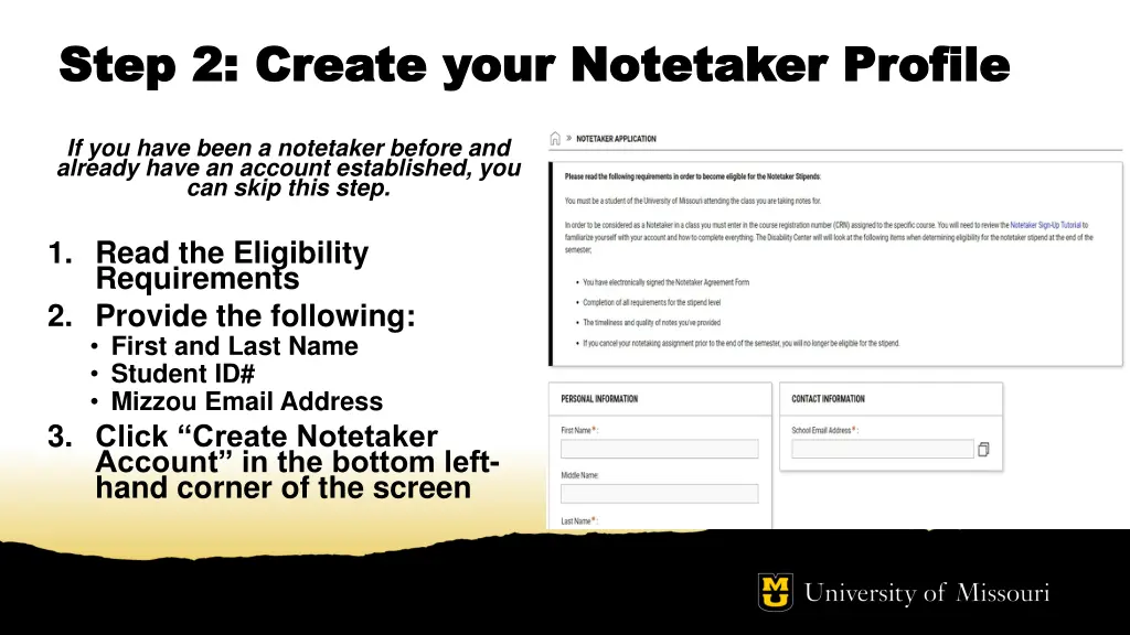 step 2 create your notetaker profile step