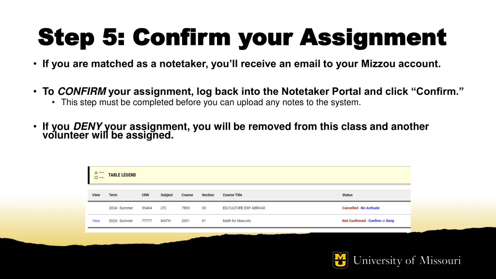 step 5 confirm your assignment step 5 confirm